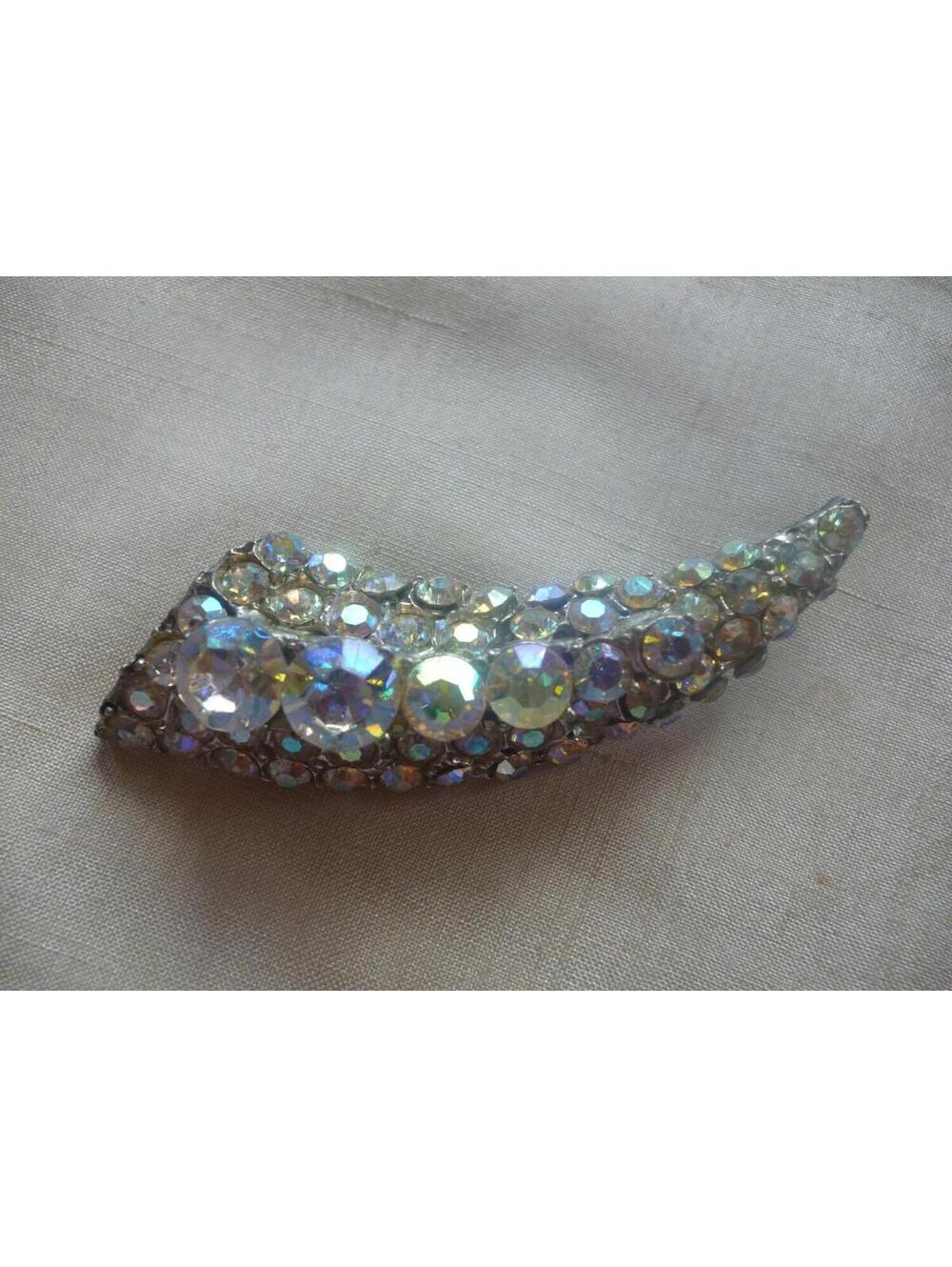Vintage Aurora Borealis Cornucopia Brooch, Horn of Plenty